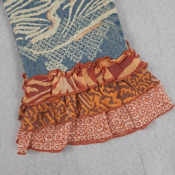 Little Mass Girls Outfit 6 Brown Ruffle Top & Blue Flare Jeans Y2K 2000s Boho - Picture 9 of 16